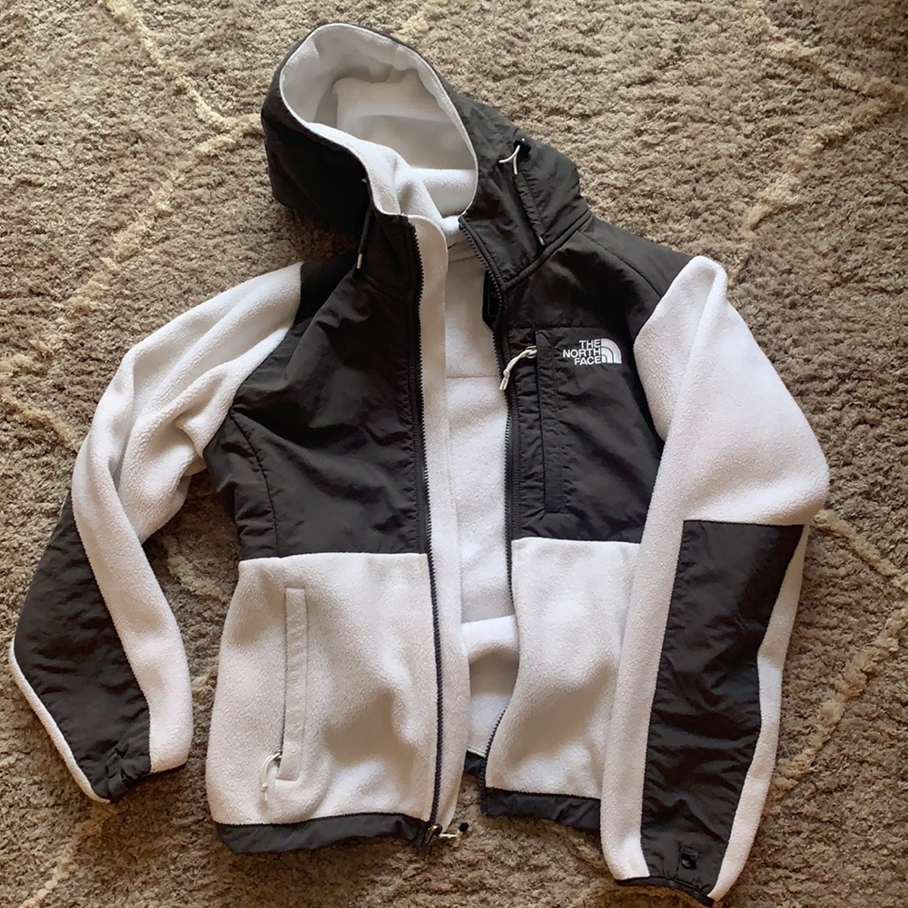 White North Face Fleece w Hood XS